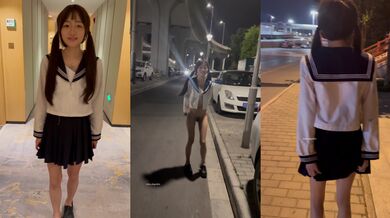 嫩妹涵涵 小泪深夜街头露出2部 情趣制服4K版 (2)